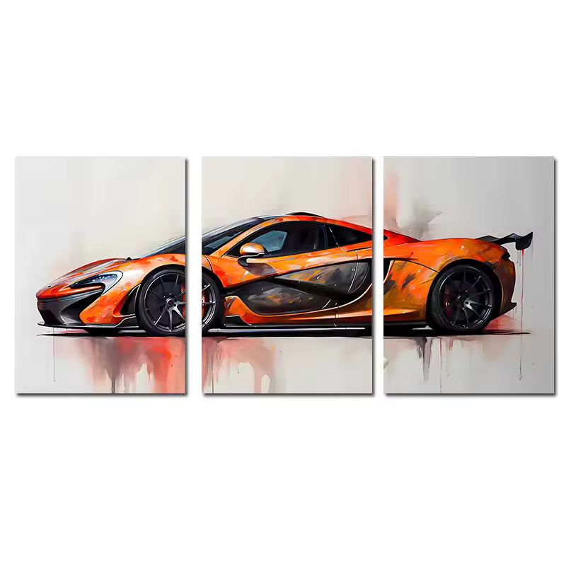 Supercar Orange 3 Piece Art Print