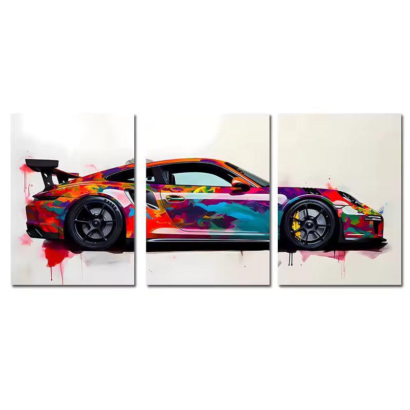 Supercar Rainbow 3 Piece Art Print