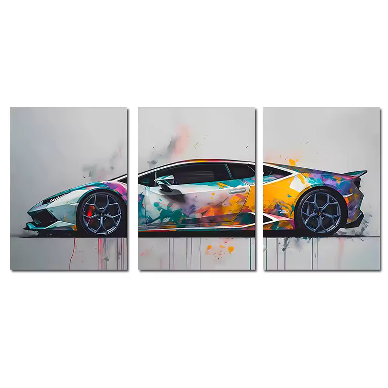 Lambo Rainbow 3 Piece Art Print